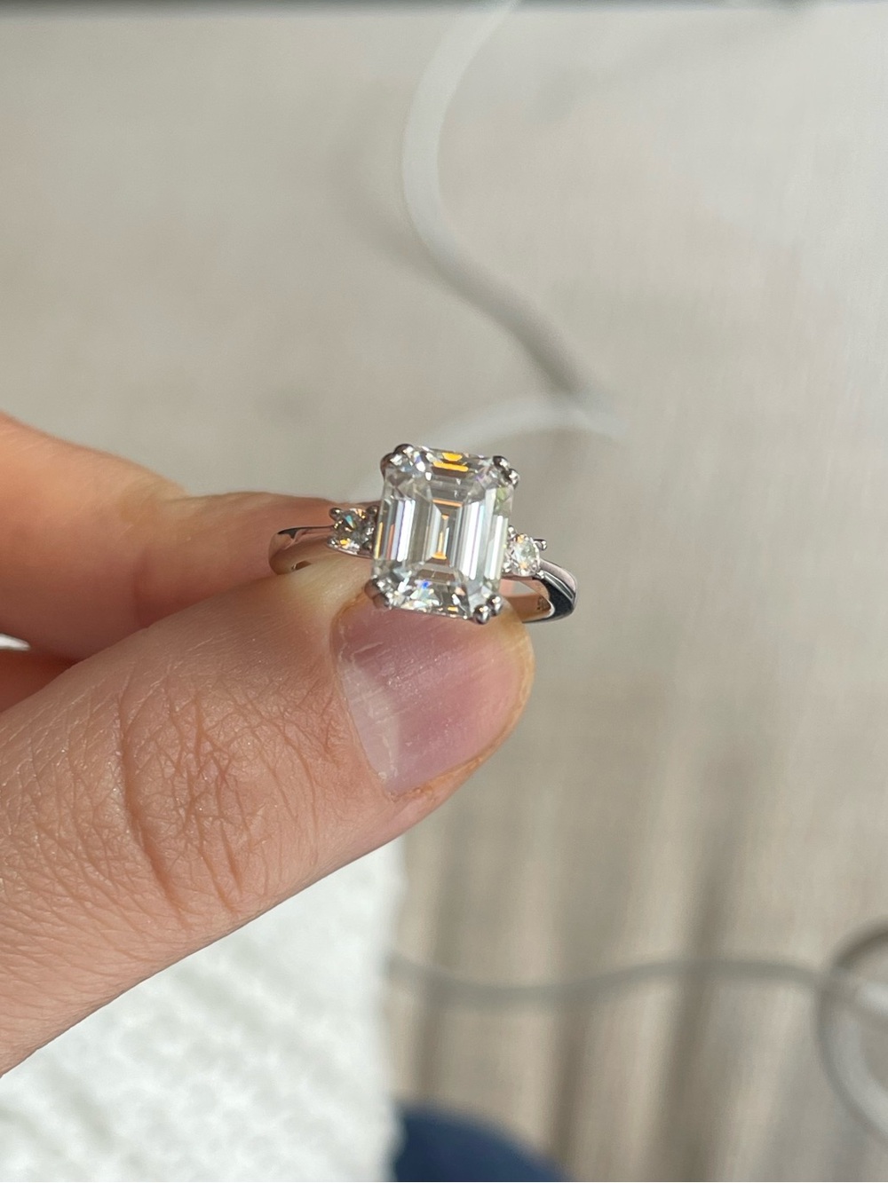 2ct Emerald-Cut GRA Moissanite ring